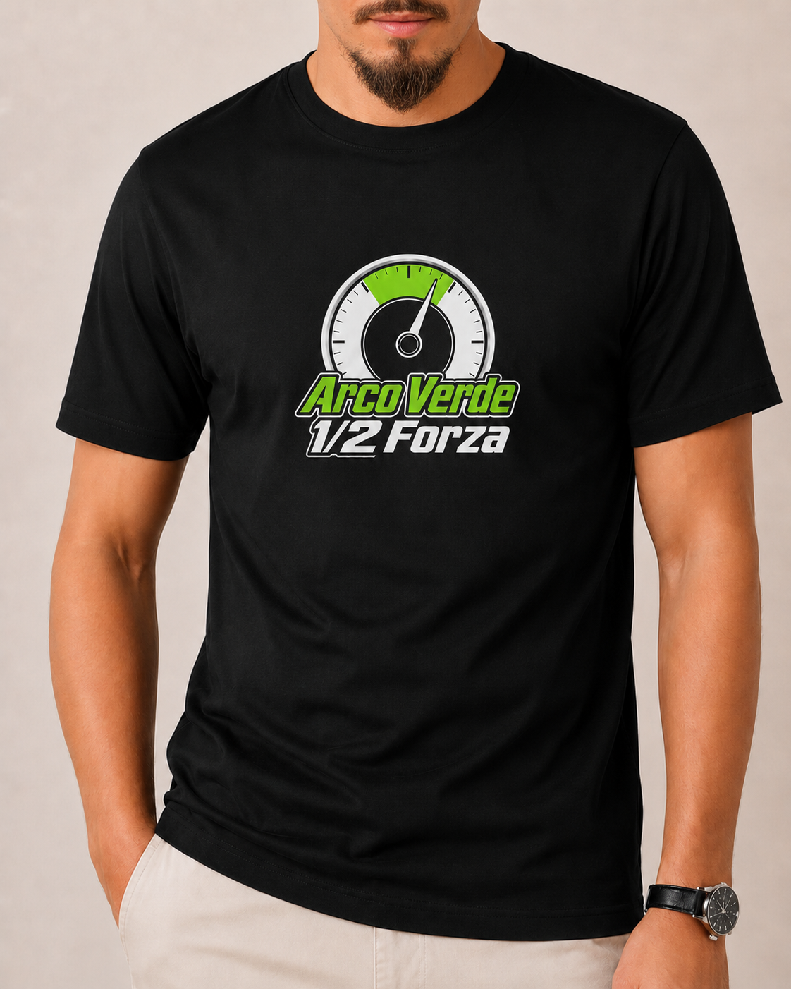 T-Shirt Arco Verde 1/2 Forza nera indossata vista frontale